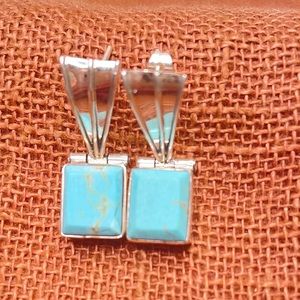 Turquoise and 950 Silver Stud Earrings